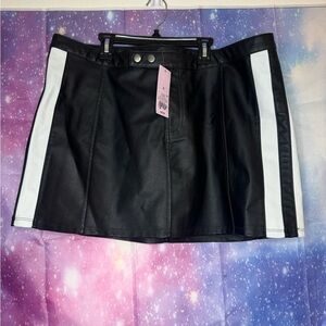 wild fable Black Mini Skirt with White Stripes